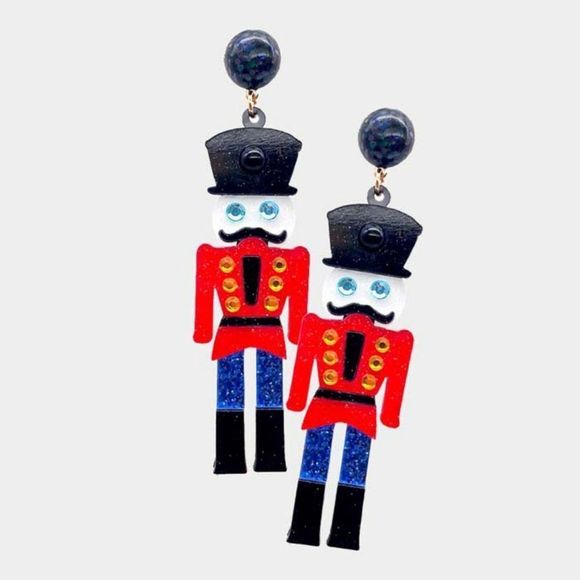 Treasure Jewelry Jewelry - Soldier Glitter Resin Dangle Earrings NWT